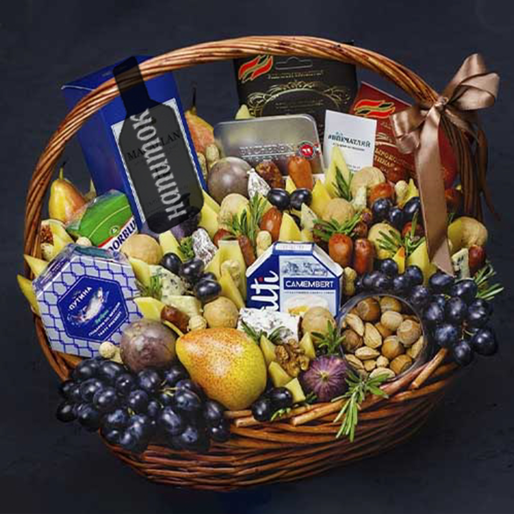 Корзина деликатесов с фруктами и орехами "Makallan"